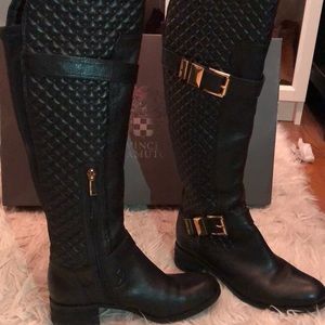 VINCE CAMUTO black leather tall boots
